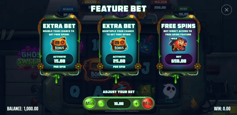 Ghost Sweeper - Bonus Buy window with price options